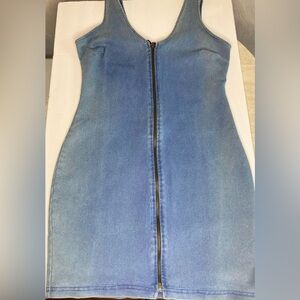 Cute jean dress right in time for the summer time.